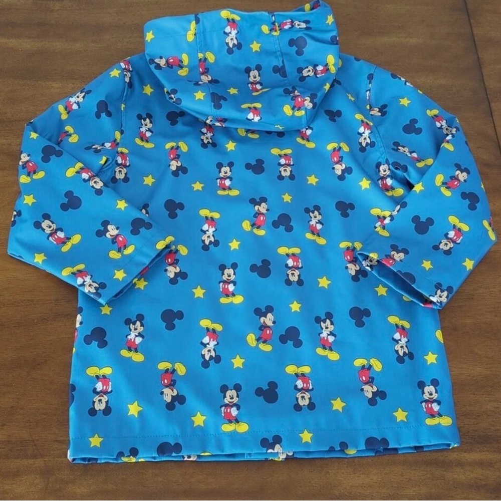 Disney Kids Mickey Mouse blue hooded lined Raincoat Jacket w Pockets size 5/6 - Picture 4 of 4